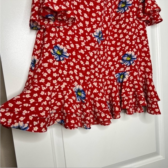 Topshop Bardot Off Shoulder Floral Ruffle Dress size 10 - Picture 5 of 12